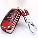TurningMax Keyless Entry Remote Cases Key Fob Cover with Keychain Full Protection Soft TPU Holder Shell for 3 Button Lip Key Compatible for Audi A3 A4 A6 A6L A8 TT Q7 S6, etc - Red