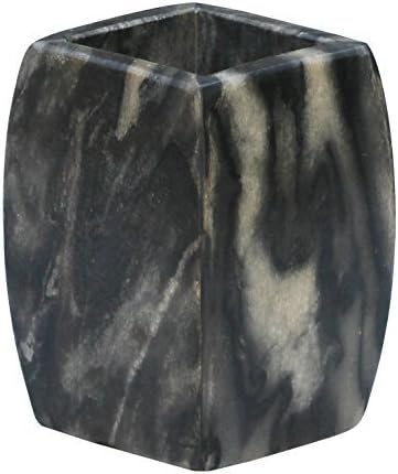 CraftnGifts 4" Marble Toothbrush and Toothpaste Holder/Stone BathTumbler Cup Handmade Natural Gray-Black Marble Stone