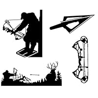 Detailed Decals Bow Hunting Decals: Compound Bow, Tree Stand, Arrow Head, Hunting, Vinyl Decals Black