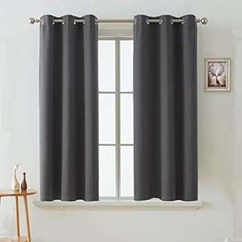 Deconovo Grommet Curtain Panel Thermal Insulated Blackout Curtains for Living Room 38 x 45 Inch Dark Grey 2 Curtain Panels