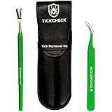 TickCheck Premium Tick Remover Kit - Stainless Steel Tick Remover + Tweezers, Leather Case, and Free Pocket Tick Identification Card (1 Set)
