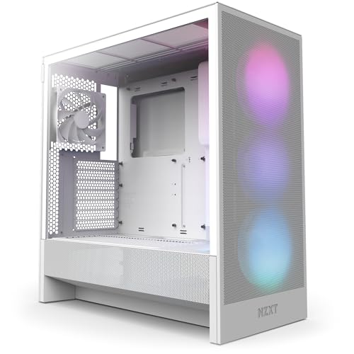 NZXT H5 Flow RGB - Compact ATX Mid-Tower PC Case - White