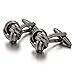 INBLUE Men's 2 PCS Rhodium Plated Cufflinks Black Love Knot Shirt Wedding Business 1 Pair Set