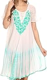 Sakkas Francea Mid Length Caftan Embroidered Cap Sleeves Dress/Cover up