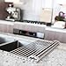 Roll Up Sink Drying Rack by MagnaLecta – Multipurpose Over the Sink Silicone Coated Stainless Steel Self Draining Roll-Up Dish Rack Holder, Heat Resistant, Easily Adjustable(Warm Gray,Large) (1)