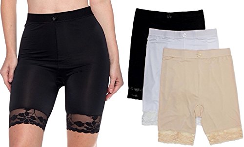 Peachy Panty 3 Packs Shapewear Smooth Hi-Waist Under Skirt Slip Short Panties (X-Large, 3 Pack Basic)