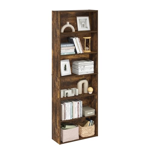 Furinno Jaya Simply Home 6-Tier Open Storage Bookcase, Amber Pine