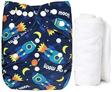 PEUBUD ® (Set of 1) Premium Washable Cloth Diaper for Babies, Designer, Reusable, Adjustable Size, Waterproof, Pocket Cloth Diaper Nappie -Multicolour (with Free Inserts)