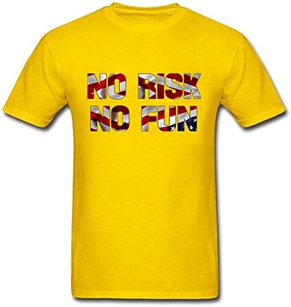 Yellow No Risk No Fun Men Awesome Short Sleeve Brand New Tshirt XL