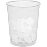 Mind Reader 1CIRGA-WHT Garbage Basket, Recycling Set, Round Metal Mesh Trash Waste Bin, White