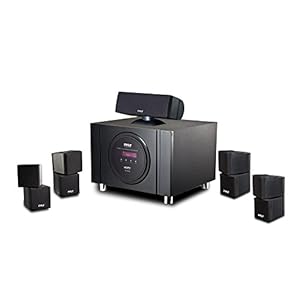 5.1 Channel Amplifier Speaker System – 300W Bluetooth Wireless Surround Sound Home Theater Audio Stereo Power Receiver Box Set w/Built-in Subwoofer, 5 Speakers, Remote, FM Radio, RCA – Pyle PT589BT 41jxavS8c6L