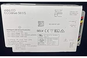 EldoLed ECOdrive 561/S, ECOdrive, 50W, 0-10V, 1 control channel, constant current, 1x 55V output, side feed, metal square 650MA LIN, 231YC9