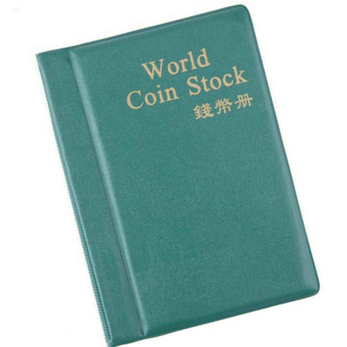 Pockets Coin Holder Collection Album, Coin Collectors Collecting 120 Coin Storage Book Pockets for Coins, Tokens, Badges(Green)