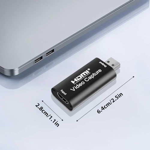 T Tersely Portable Audio Video Capture Cards, HDMI to USB 2.0 1080P 4K Record Via DSLR Camcorder Action Cam Link for High Definition Acquisition, Live Broadcasting, Video Conference, Teaching, Gaming