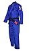 FUJI Lightweight Brazilian Style Jiu Jitsu Uniform, BJJ Uniform with Pearl Weave Fabric Jacket and Bungee Drawstrings, Blue, Size A4