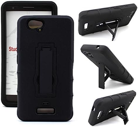 For BLU Studio Energy 5" [D810L] [D810U] Heavy Duty Kickstand Case Perfect FIT Many Colors Available (Black on Black)