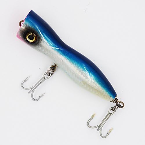 Flyafish 4.5 inch 1.5 OZ Wood Popper Laser Plugs Top Water Striper GT Tuna Lure