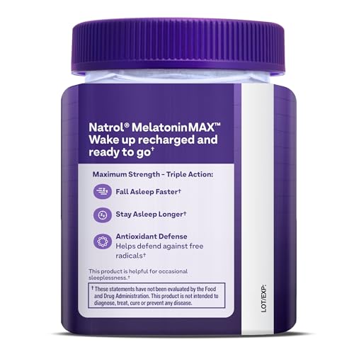 NATROL MELATONINMAX, SLEEP GUMMIES FOR ADULTS, BLUEBERRY FLAVOR, 10 MG, 80 COUNT, UP TO AN 80 DAY SUPPLY (PACK OF 12)