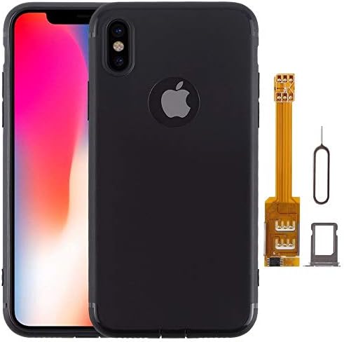 for iPhone X 2 in 1 Dual SIM Card Adapter + TPU Case with SIM Card Tray/SIM Card Pin for iPhone X, Dual Card Single Standby