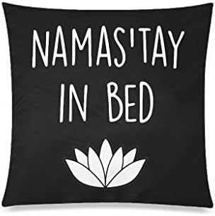DemonCo Namaste Namast'ay In Bed Pillowcase Throw Pillow Case Cushion Cover Shams 18 x 18 Inches Two Sides,Lotus Flower Decorative Bedroom Home Decor