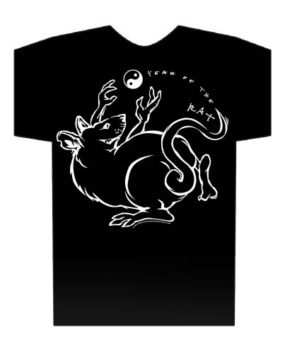 Asian Oriental Chinese Zodiac Hi-NRG Black T-Shirt - Year of the Rat: Birth years 1924, 36, 48, 60, 72, 84, 96 2008