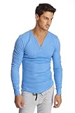4-rth Men's Ribbed Thermal V-neck Long Sleeve Henley