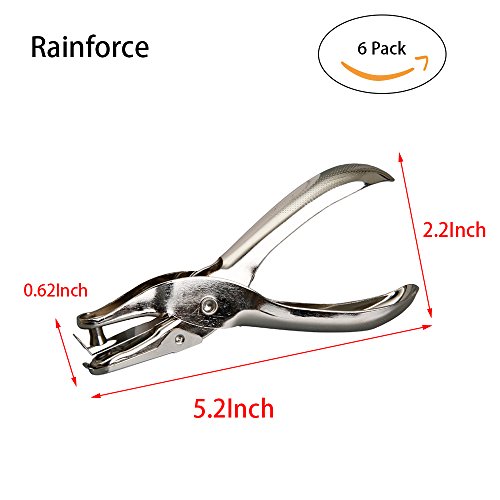 Metal Hole Punchers Single Hole Punch Paper Puncher Ticket for School, Home and Office, 1/ 4 Inch Holes, 6 Pack