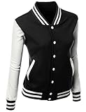 Mojessy Women's Slim Fit Baseball Varsity Bomber Jacket Coat Outwear