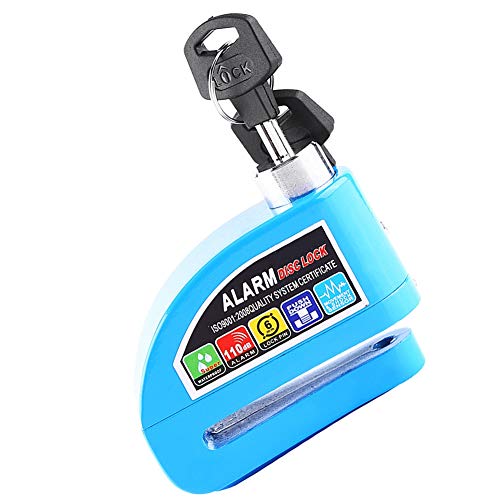 Cuque Disc Brake Lock Motorcycle Anti-Theft Brake Lock Scooter Bicycle Security Alarming System with 2 Keys(Blue)