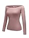 REGNA X Women's Semi Off-the-Shoulder Lightweight Stretchy Ribbed Knit Top (S-3XL)