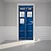 Door Wall Sticker Police Call Box - Self Adhesive Peel & Stick Repositionable Fabric Mural 31