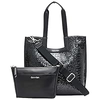 Calvin Klein Bette 2 in 1 Tote, Black/Silver Croco