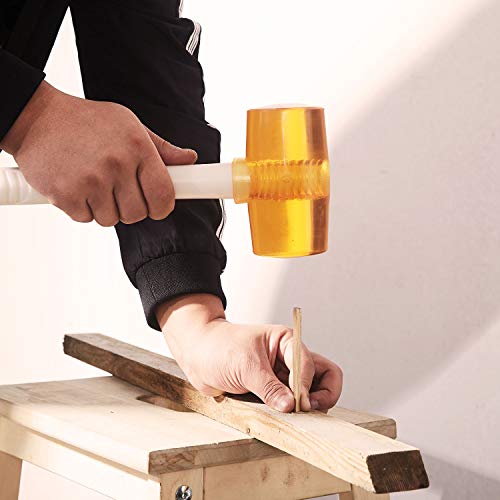 SOLUDE 19 Ounce Rubber Mallet,Lightweight Double-Face Hammer with Fiberglass Non Slip Handle,Perfect for Leather Crafts,Jewelry,Wood and Flooring Installation