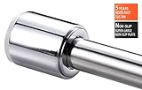 BRIOFOX Tension Shower Curtain Rod, Never Rust 304 Stainless Steel + Non-Fall Down (Classic Spring Tension/Super-large Non-slip Plate) Use for Bathroom Doorway Windows, 42-72 Inches