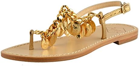 Emanuela Caruso "Capri" Women's Golden Flat Sandals Shoes US 10 IT 40;