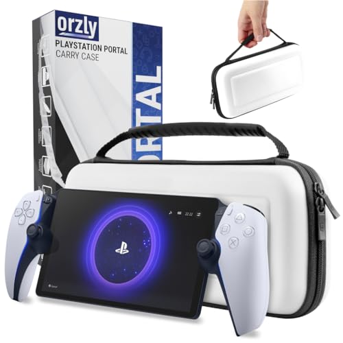 Custodia da trasporto progettata per il lettore remoto Playstation Portal per console PS5, protezione da viaggio e conservazione per caricabatterie per cuffie e altro Bianco/Nero