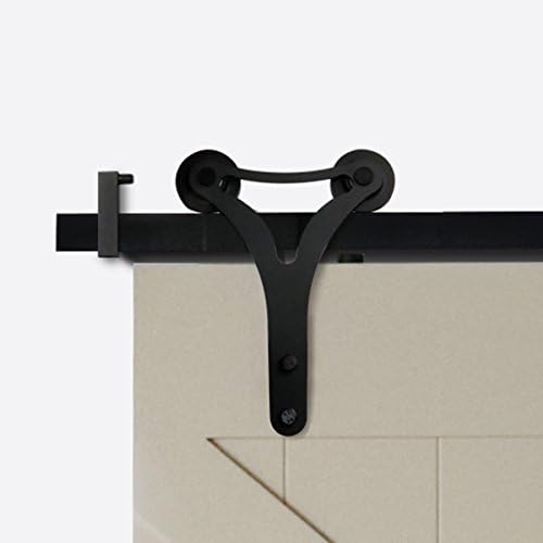 KINMADE Rustic Ace Sliding Barn Door Hardware Kit Two-Openings 16FT(22440mm) Track Two-Door Hardware Kit