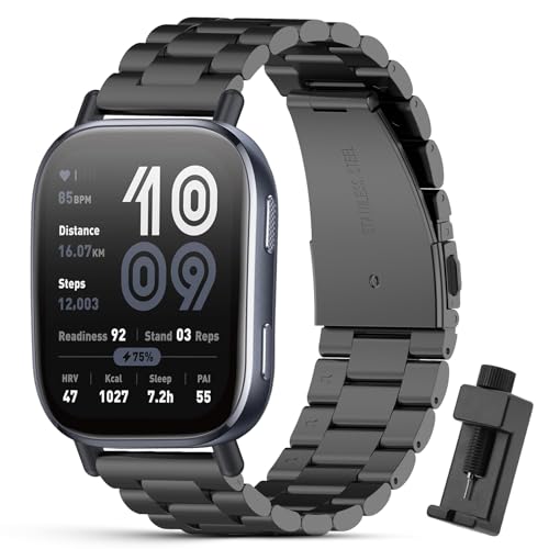CreoArte Metal Strap Compatible with Amazfit Bip 6/Bip 5/Amazfit Balance/Balance 2, Stainless Steel Replacement Wristbands for Amazfit Cheetah/Amazfit Cheetah Pro