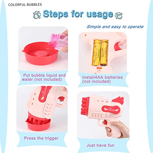 2PCS Automatic Bubble Machine Gun for Toddlers, 12 Hole Bubble Maker Summer Toy for Kids, Bubble Blower with Light Party Favors Bubble Blower for Boys Girls, Outdoor Children\'s Toys Gifts