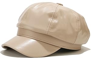 Sydbecs PU Newsboy Caps for Women Solid Color Paperboy Hat Cabbie Painter Cap