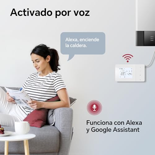 2 Wire WiFi Battery Thermostat for Gas Boilers Control Tuya Thermostat Programmable Daily, Compatible with Google Voice Control and Alexa.W506 3A