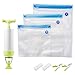 Sous Vide Bags Kit for Anova Cookers-15 Reusable BPA Free Food Vacuum Sealed Bags,1 Hand Pump, 2 Bag Sealing Clips and 2 Sous Vide Clips, Easy to Use, Practical for Food Storage & Cooking
