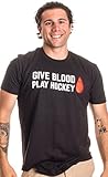 Give Blood, Play Hockey | Funny Hockey Player Skater Goalie Coach Humor T-shirt-(Adult,2XL)