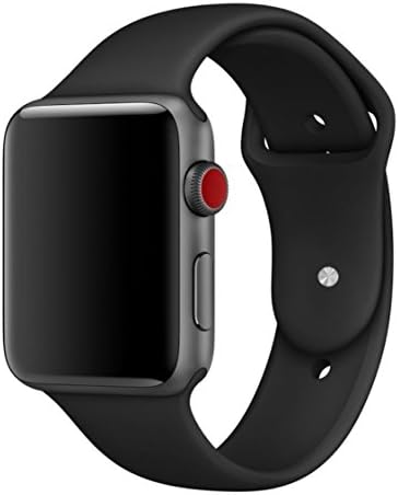 MadeforOnline Sport Band for Apple Watch 42mm 38mm, Soft Silicone Waterproof Replacement Band iWatch Bands Wristband for Apple Watch Sport, Series 3, 2, 1 S/M M/L (Black, 38mm S/M)