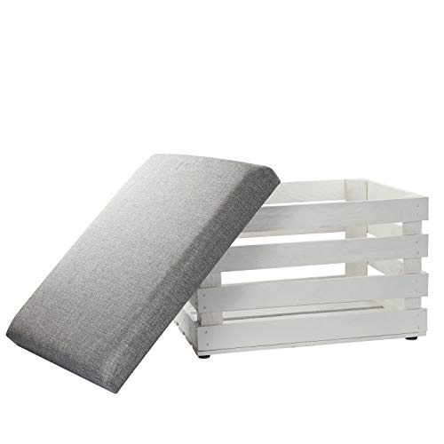 LAUBLUST Weinkisten-Hocker - ca. 50x40x30cm, Grau-Weiß | Sitzbank