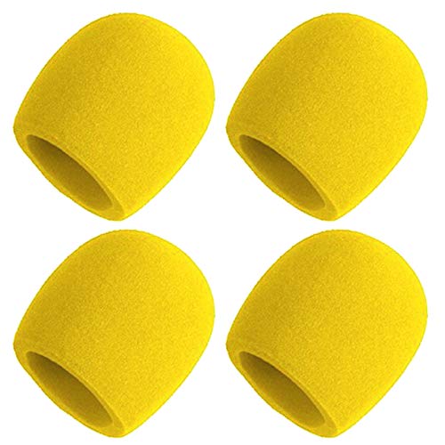 Performance Plus Deluxe Foam Ball Style Microphone Windscreen 4 Pack | Yellow (WS-4 Y)