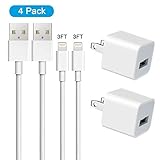 iPhone Charger, Everdigi 2 Pack USB Wall Charger Adapter Block with 2 Pack 3FT Fast Charging Cable Cord Compatible iPhone 11/Xs/Xs Max/XR/X /8/7/6/6S Plus SE/5S/5C, iPad and More (Pack of 4)
