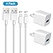iPhone Charger, Everdigi 2 Pack USB Wall Charger Adapter Block with 2 Pack 3FT Fast Charging Cable Cord Compatible iPhone 11/Xs/Xs Max/XR/X /8/7/6/6S Plus SE/5S/5C, iPad and More (Pack of 4)