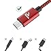 RAMPOW Micro USB Cable [2-Pack, 3.3ft], Nylon Braided Samsung Charging Cord, QC 3.0 Fast Charging Micro USB Cables - Compatible with Galaxy S7/S6, Sony, HTC, Motorola, PS4 and More - Red
