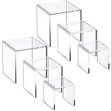 HIIMIEI Clear Acrylic Display Risers 2 Sets, 3-Tier